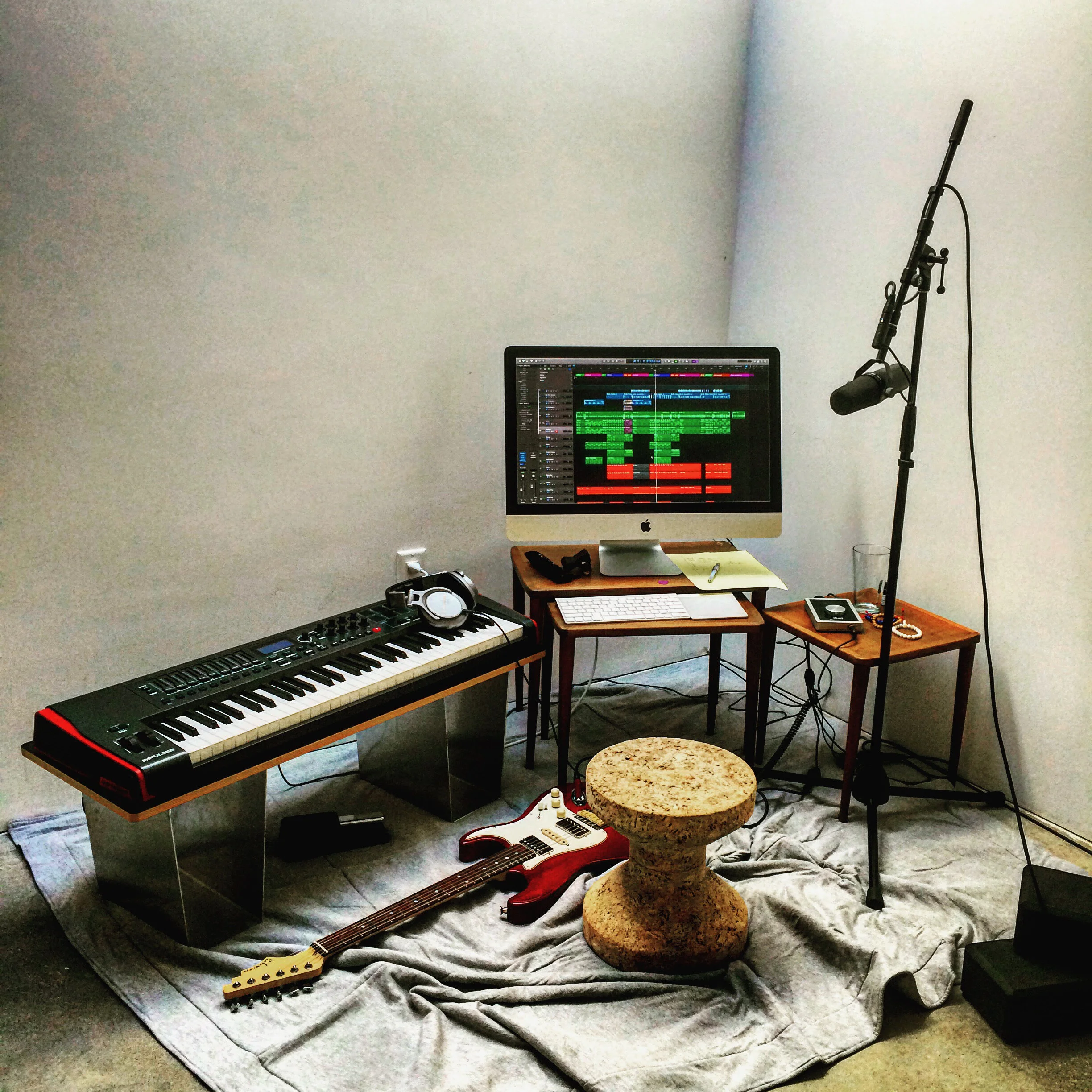 My vacation cubicle (aka portable recording setup)