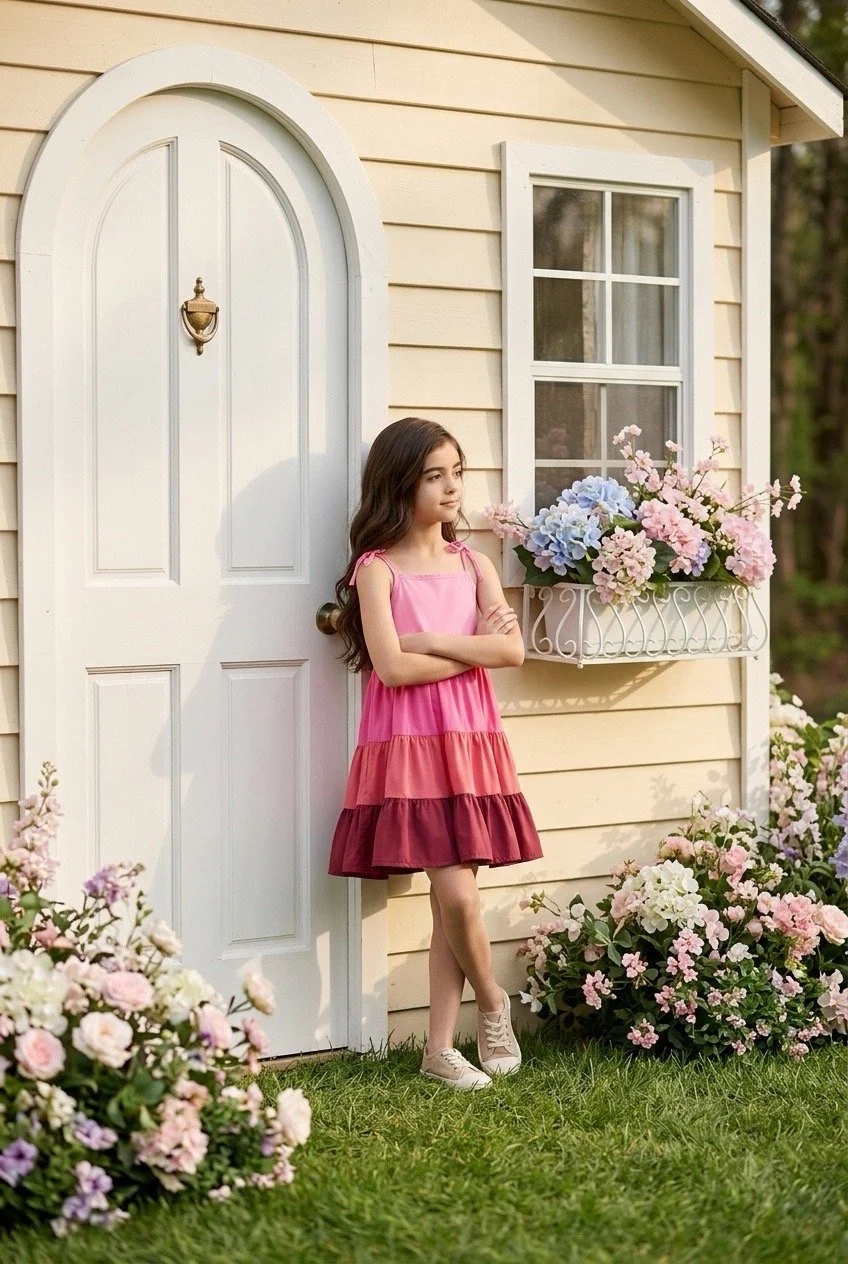 Multi-pink Tone Ruffle Dress