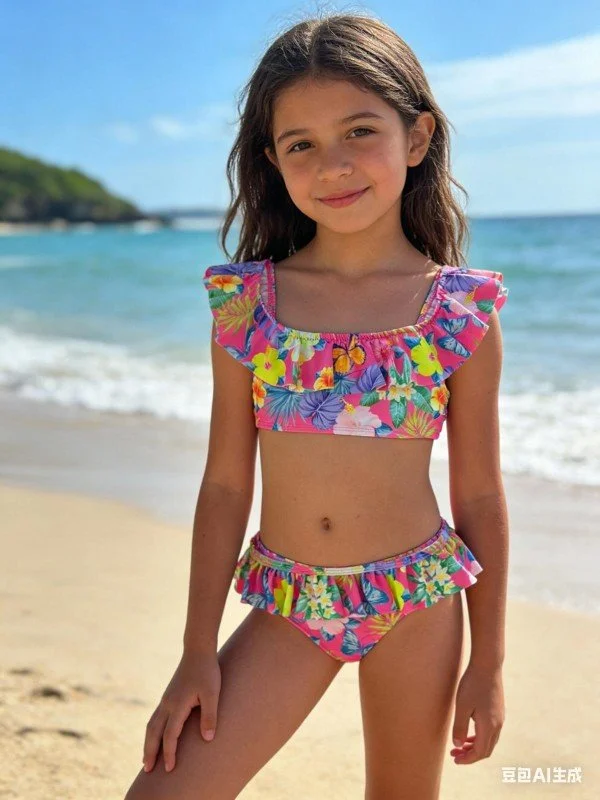Kids Floral Ruffle Two Piece
