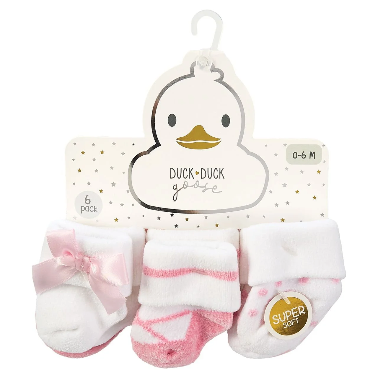 6-Pair Ultra-Soft Baby Socks - Pink