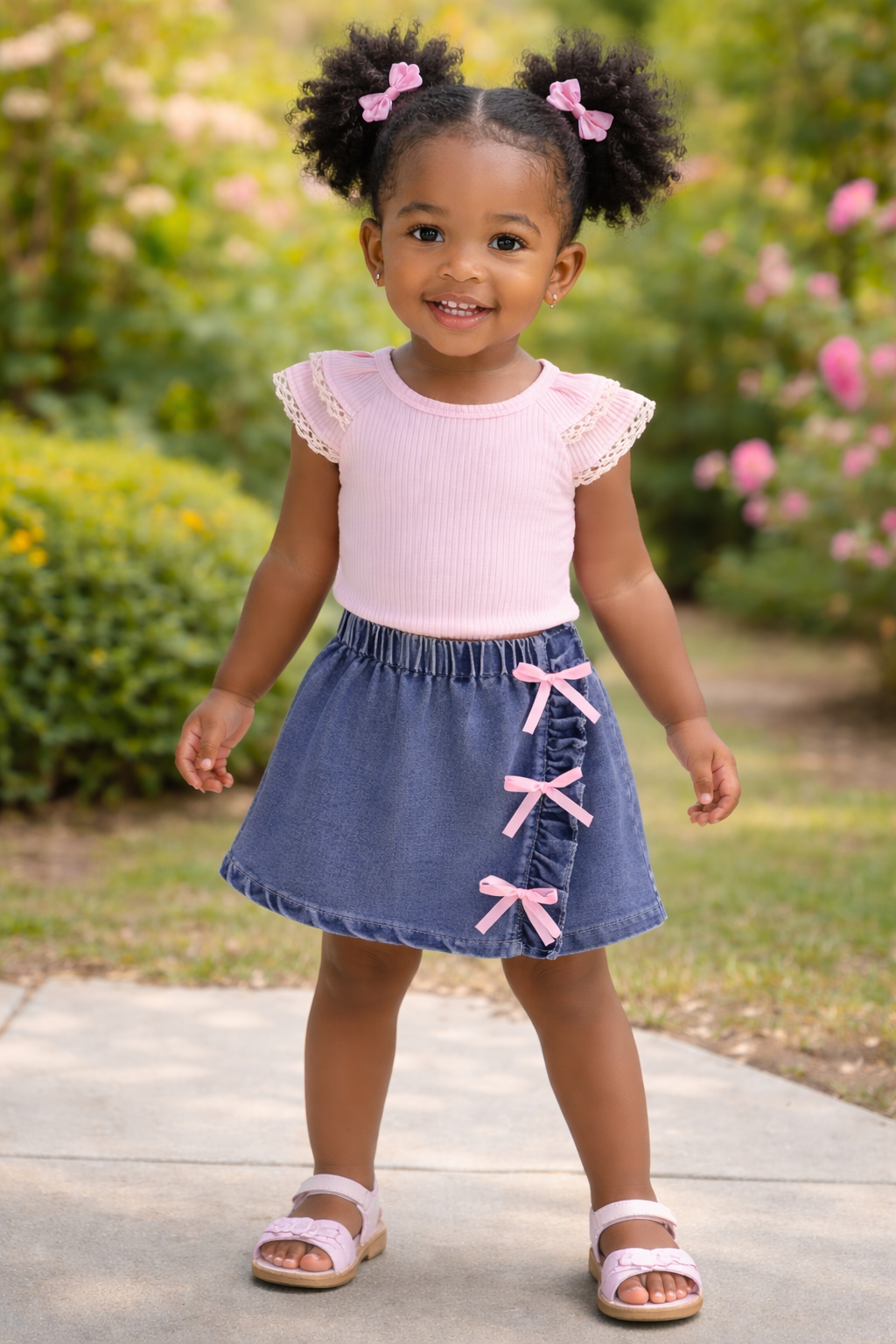 Smiling toddler in a blooming garden.png
