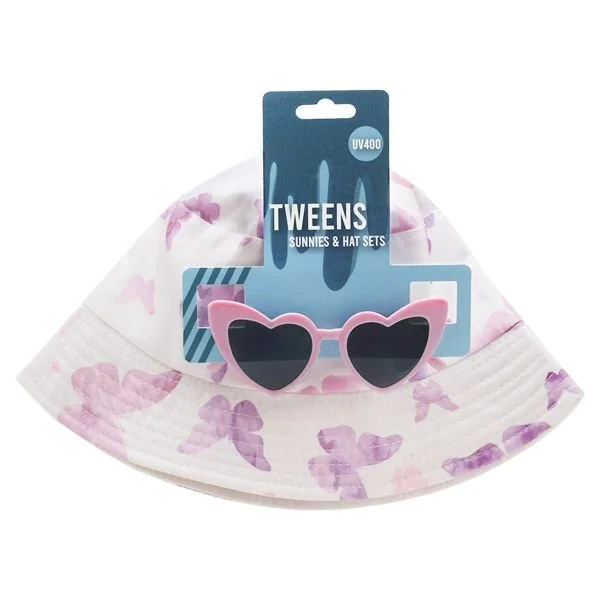 Tween Heart Sunnies & Butterfly Hat Set
