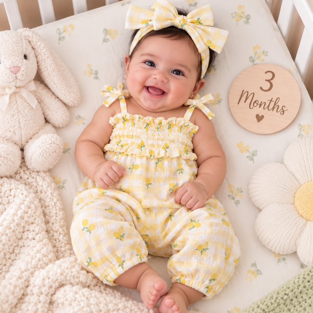Baby Coverall & Headband - Lemons