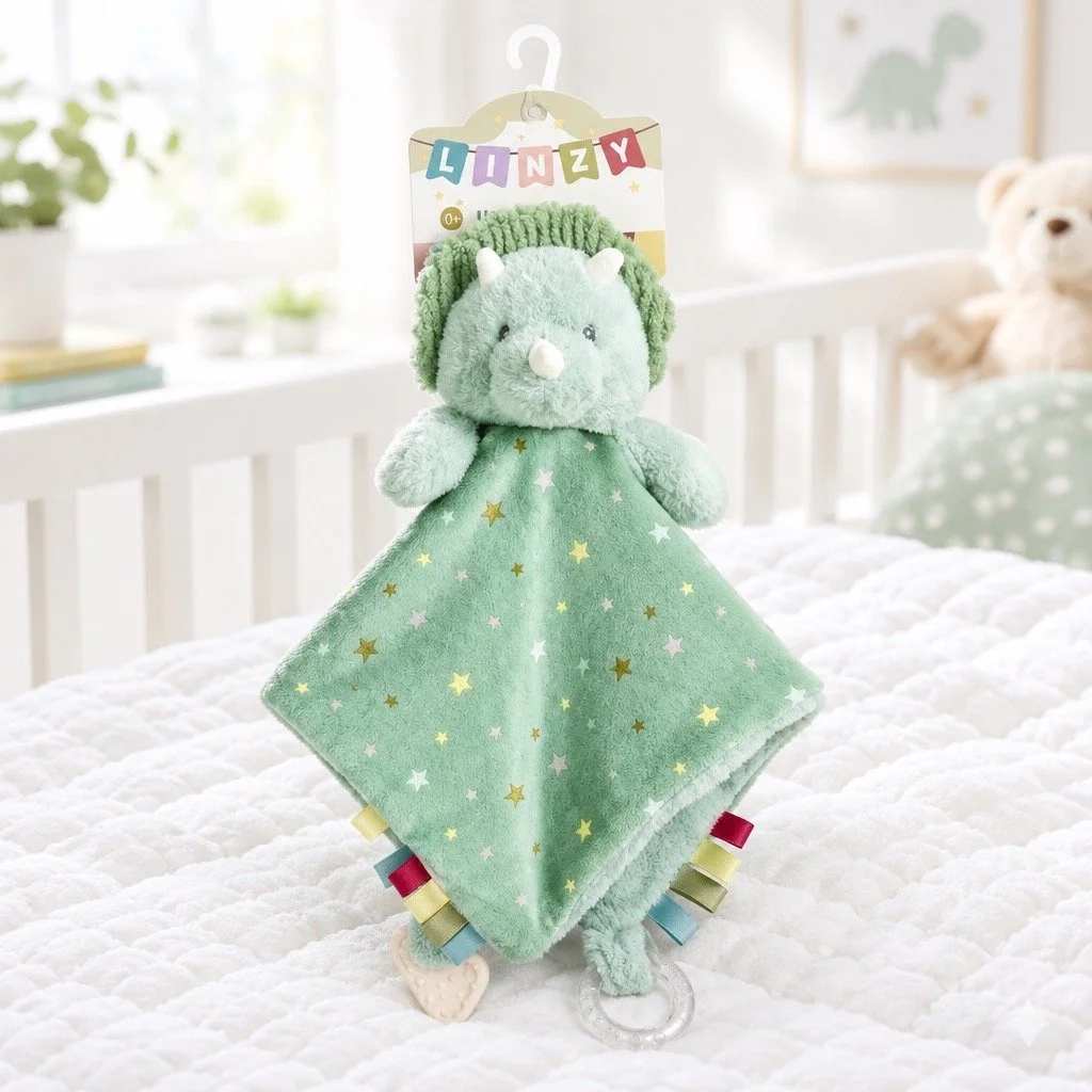 Lovey with Teether & Rattle - Dinosaur