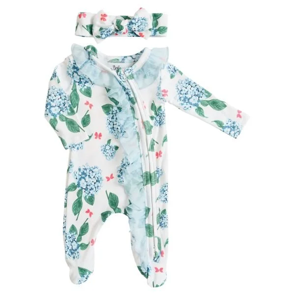 Baby Ruffle Zippered - Blue Floral