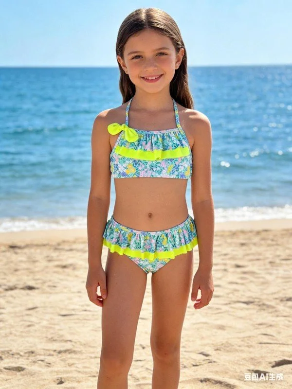 Neon Floral Two Piece Bikini