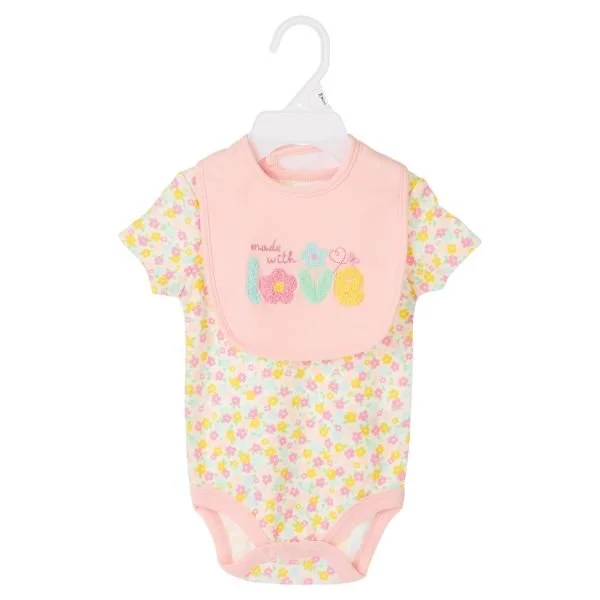 Baby Bodysuit & Bib Set - Made with Love
