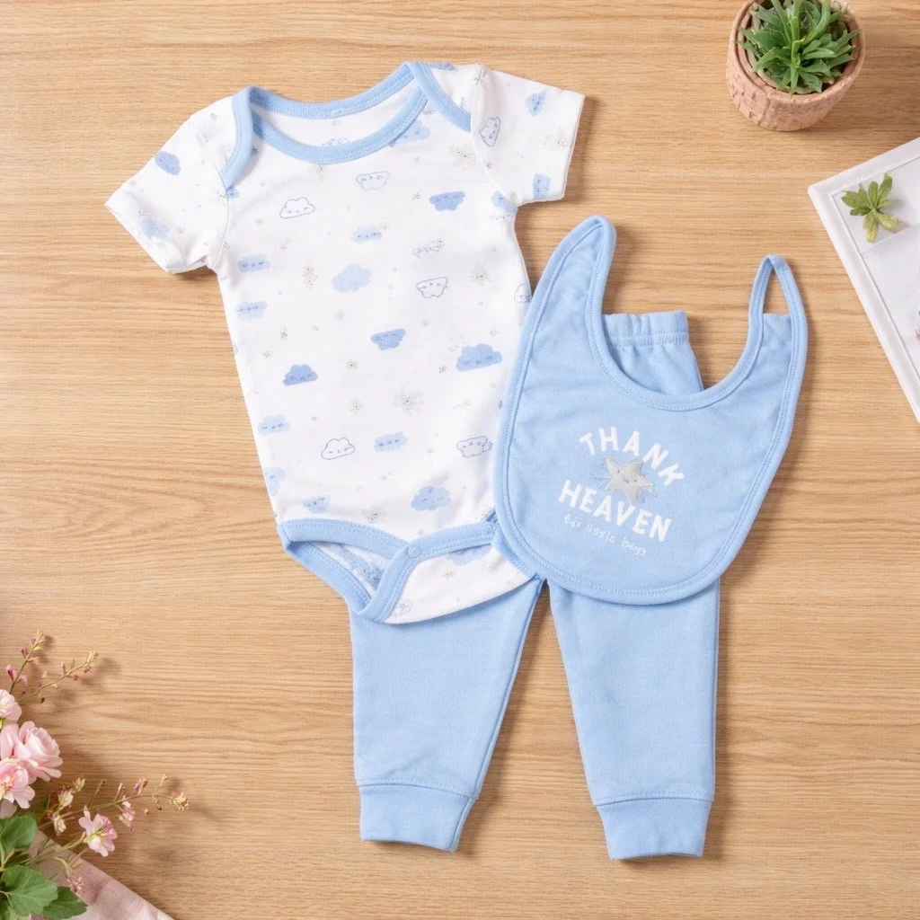 Blue Clouds Baby Outfit Set