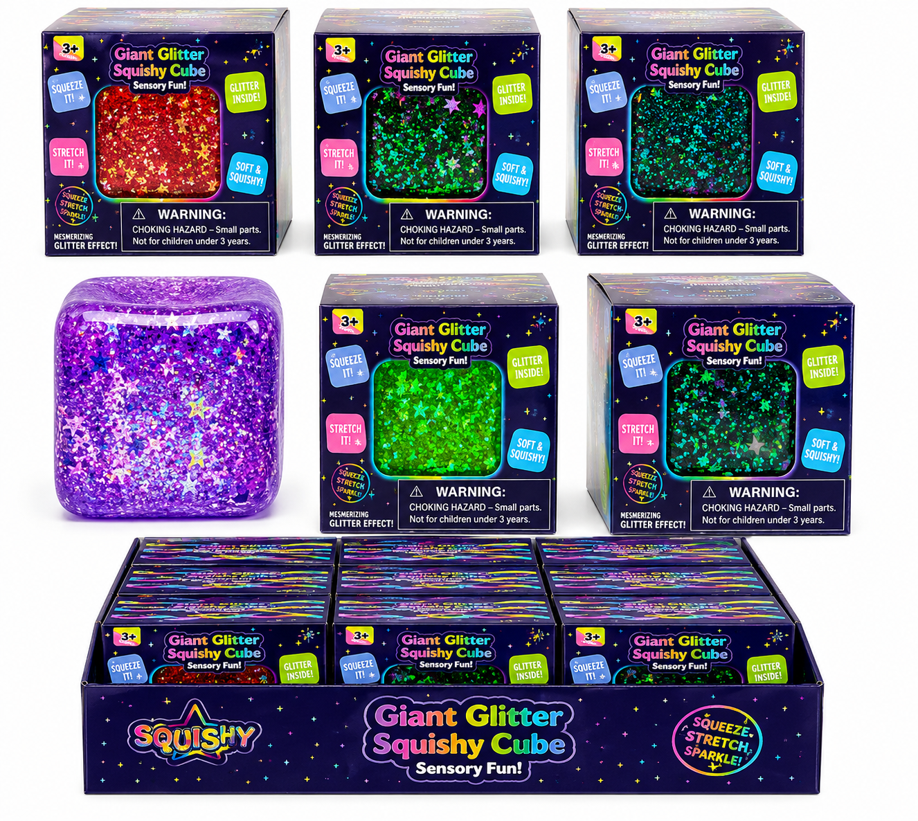 Big Glitter Squishy Cube