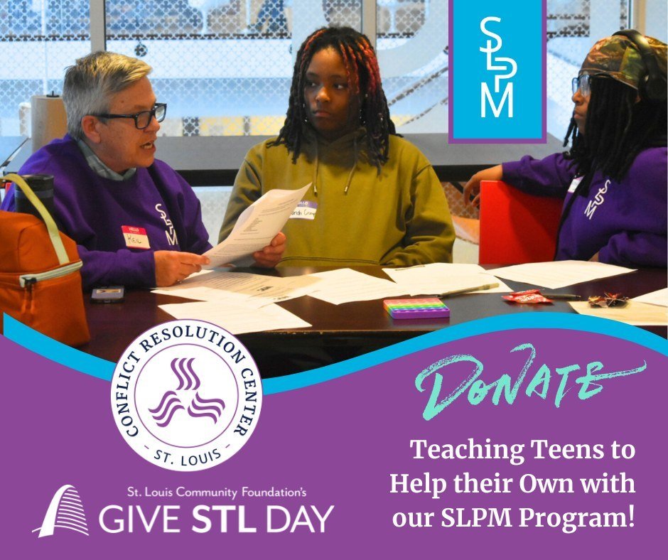 Only 1 week away until its Give STL Day! Did you know that you can donate now until the 9th?! Here's the link to contribute to our #GiveSTLDay campaign to expand our Student-Led Peer Medation program: givestlday.org/organization/CRCSTL

#stl #StLouis