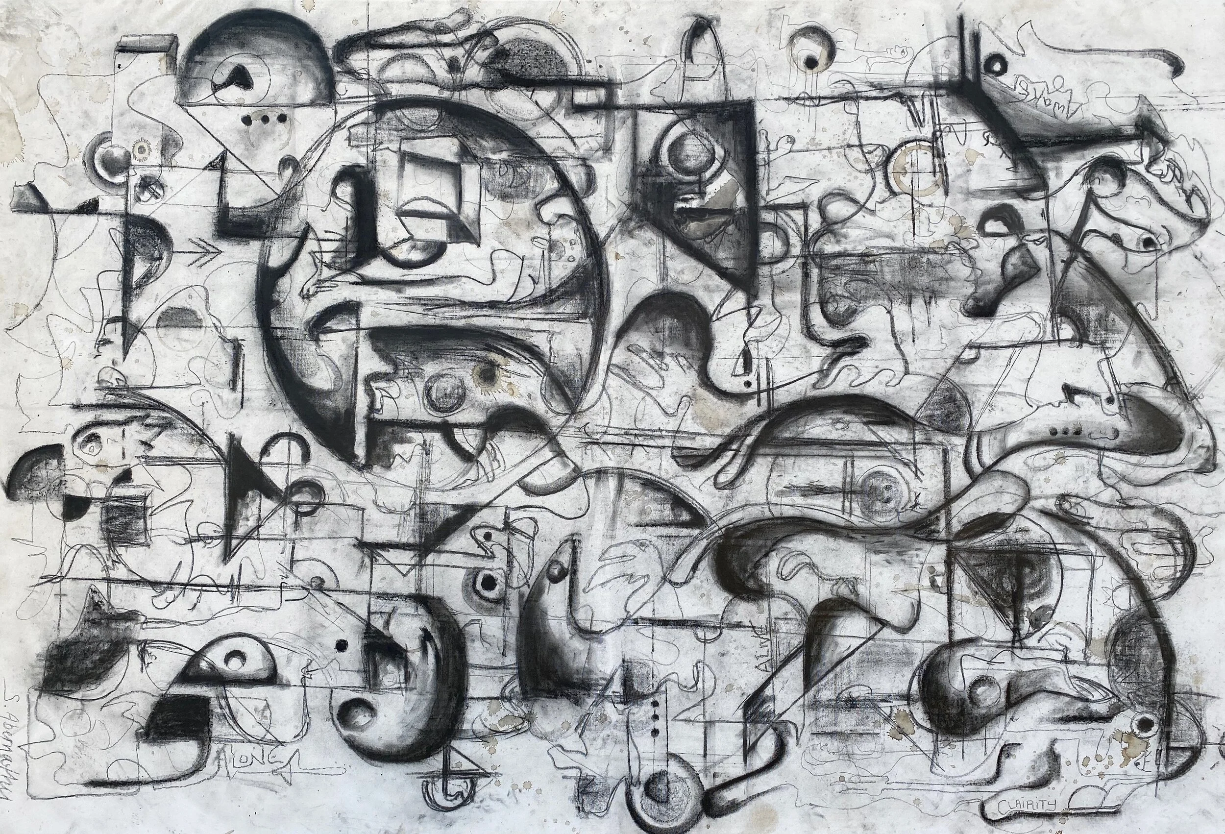 CLAIRITY,     52 x 84,     Charcoal on Canvas 