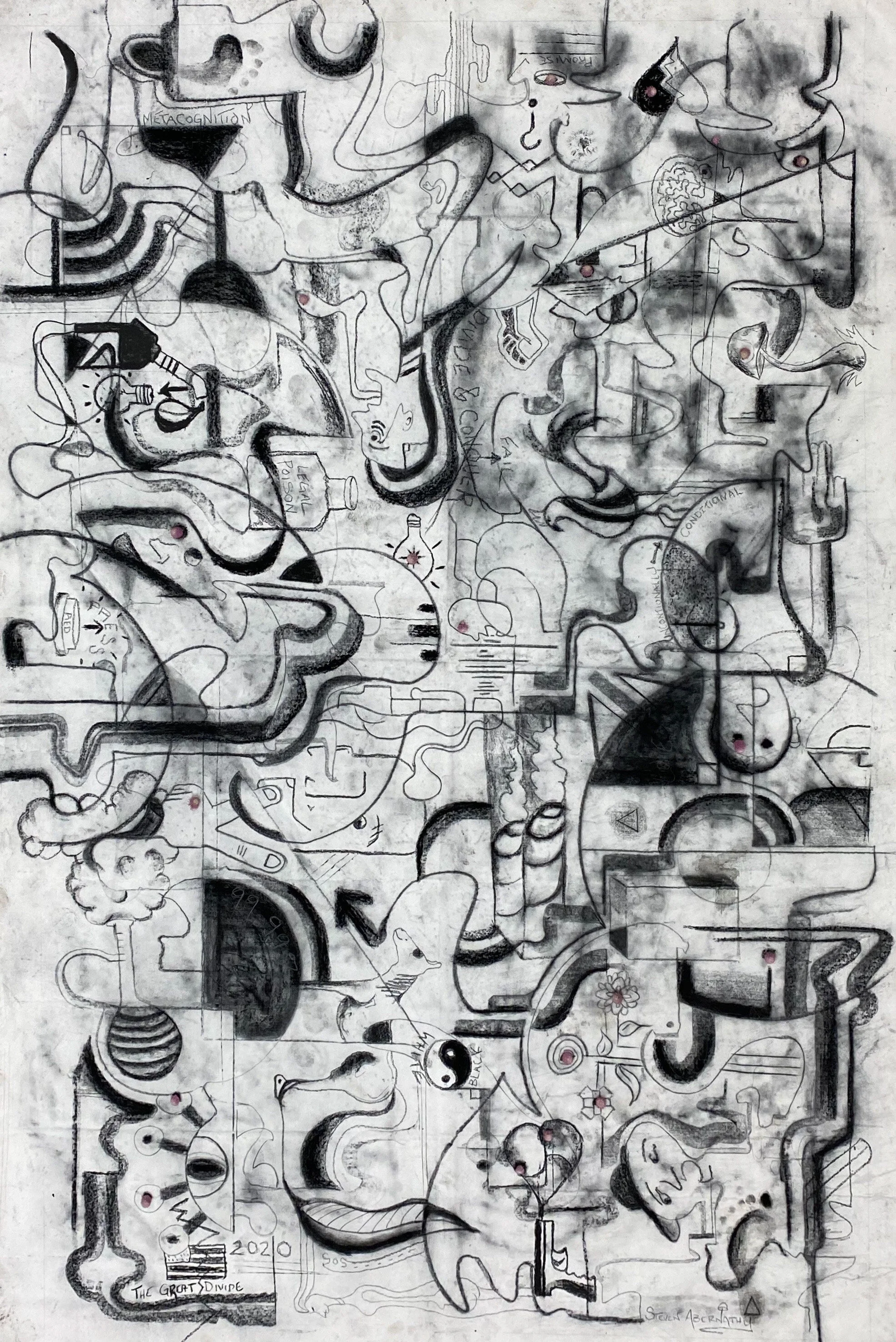 THE GREAT DIVIDE,     64 x 102,     Charcoal on Canvas