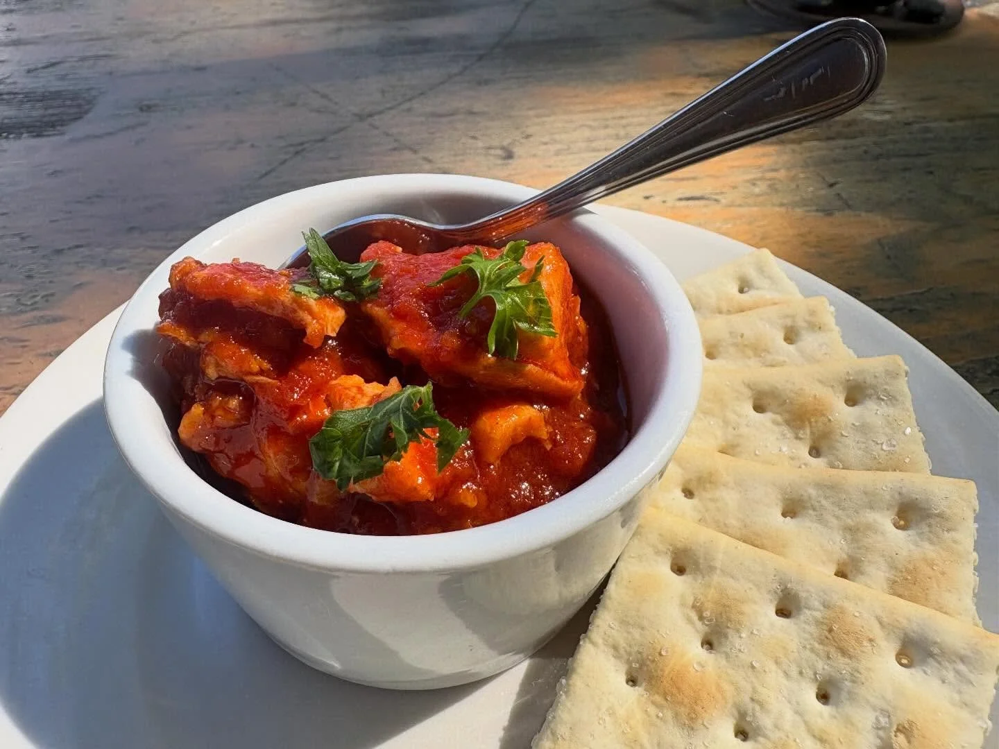 Not Tinned Fish. Our version of tinned fish, just better. Salmon,Tomato,Lemon,Smoked Paprika