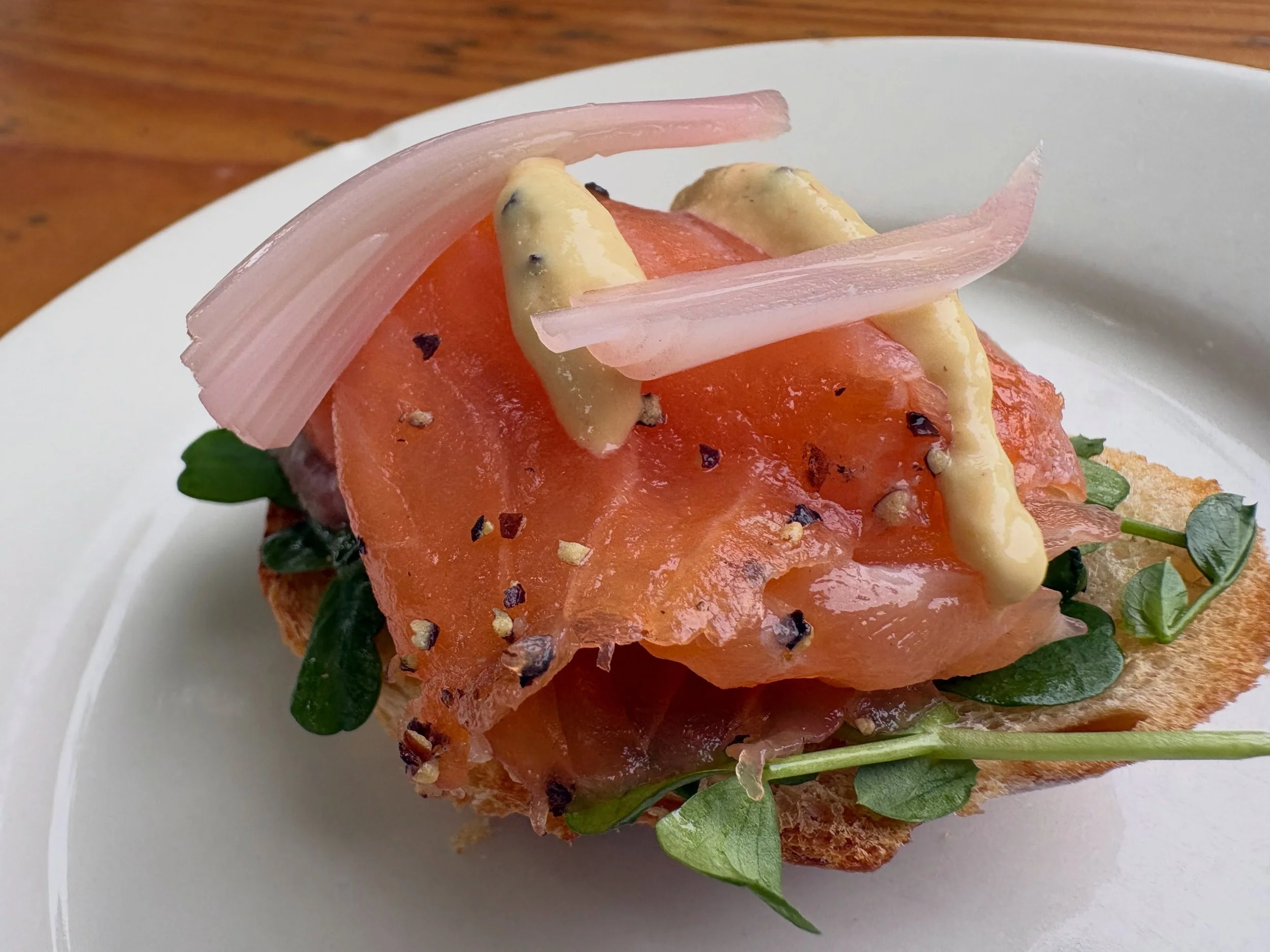 Montadito: House cured Gravlax, pickled ramp