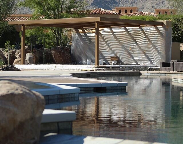 Cabana paint is almost complete. 
@thereserveclub #customhomebuilder #infinitypool #indianwells #cabana #pool #desertliving