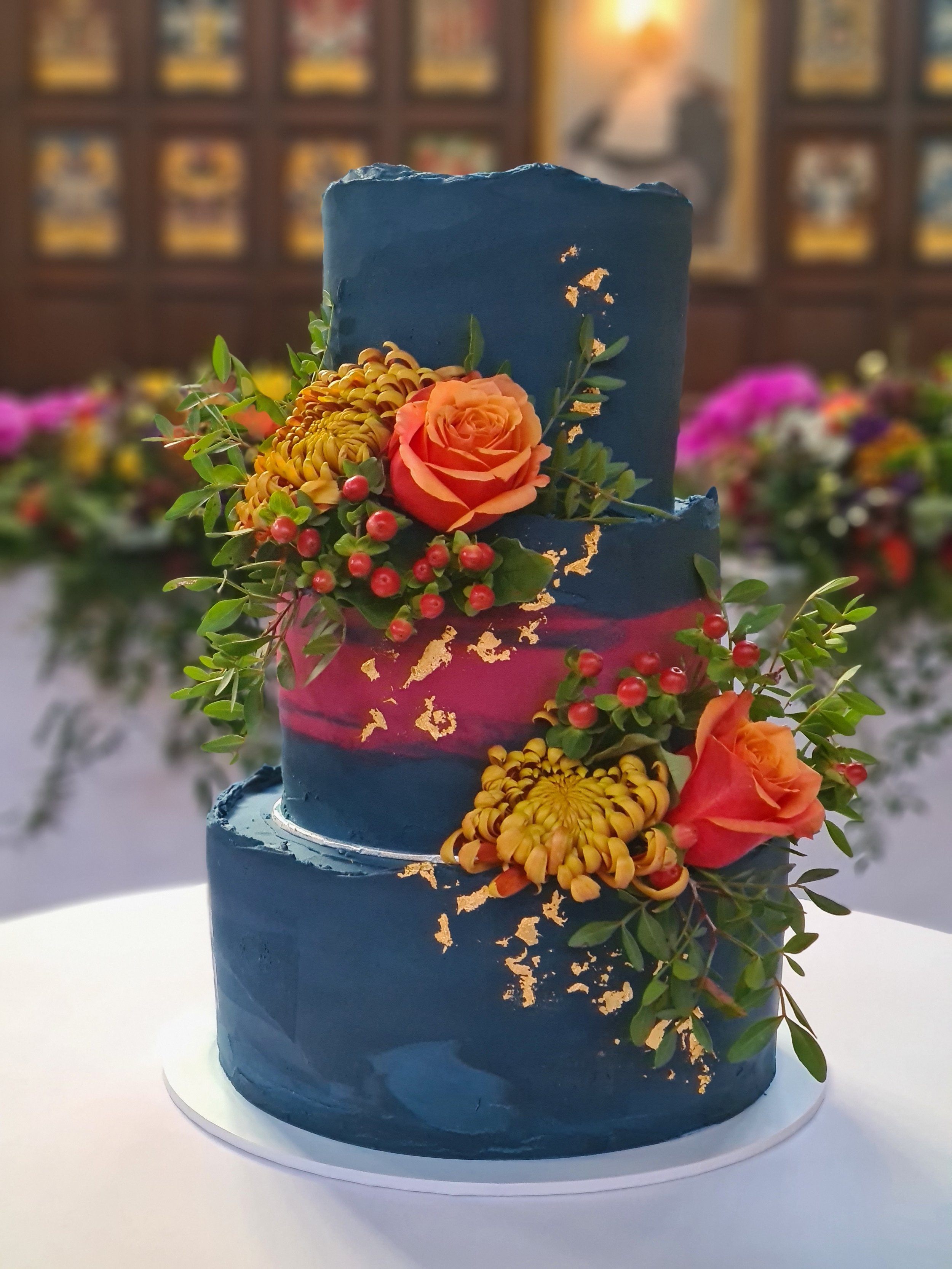 Blue winter wedding cake