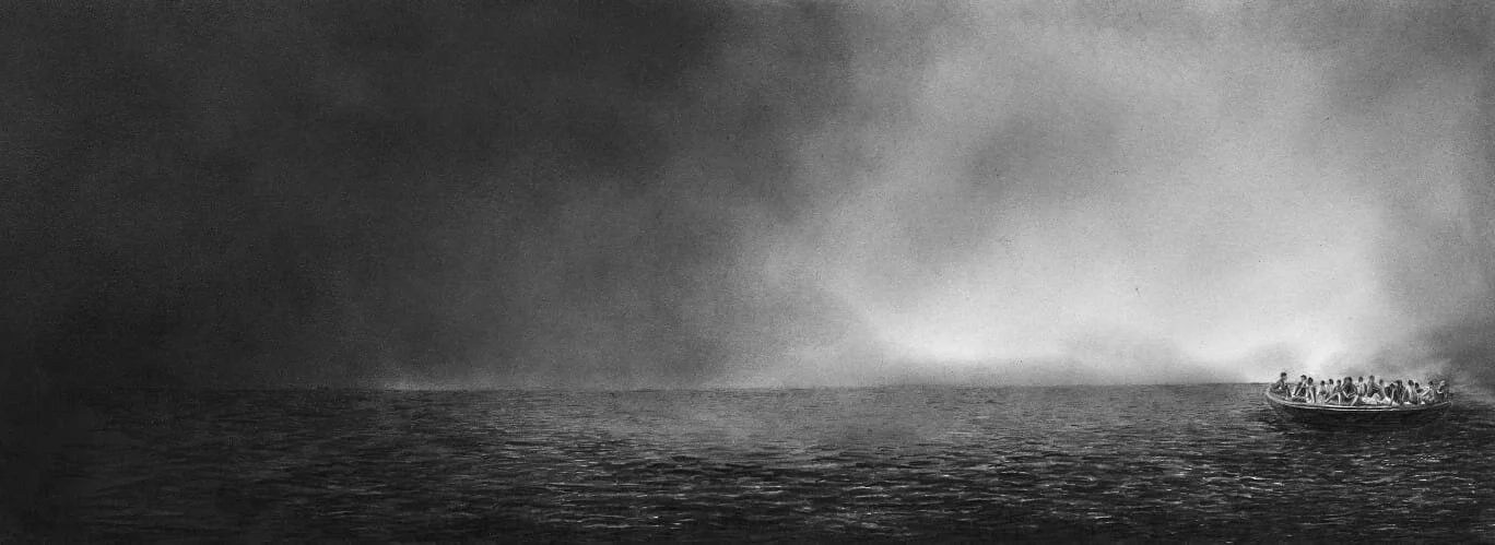 "Manteros", 2019 | Dibuix a llapis de grafit sobre paper | 19 x 54 cm.