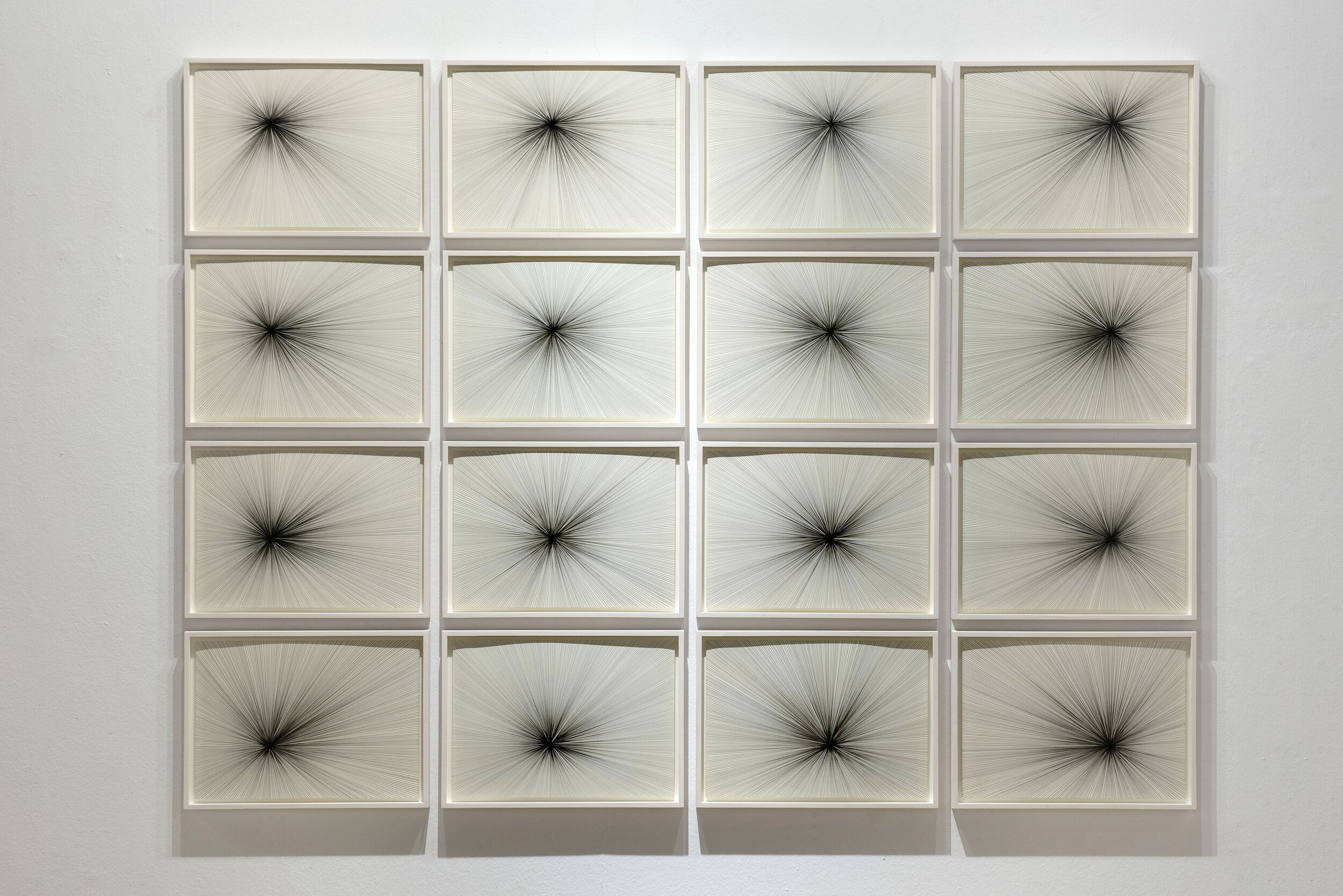   “Negative light matrix (4x4)”, 2019  Pigmented ink on paper, 16 drawings, 42 x 29,7 cm 