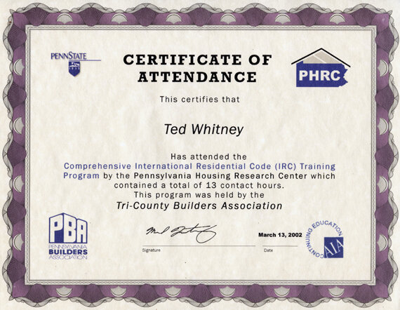  Pennsylvania Housing Research Center.  Comprehensive International Residential Code (IRC) Training Program 