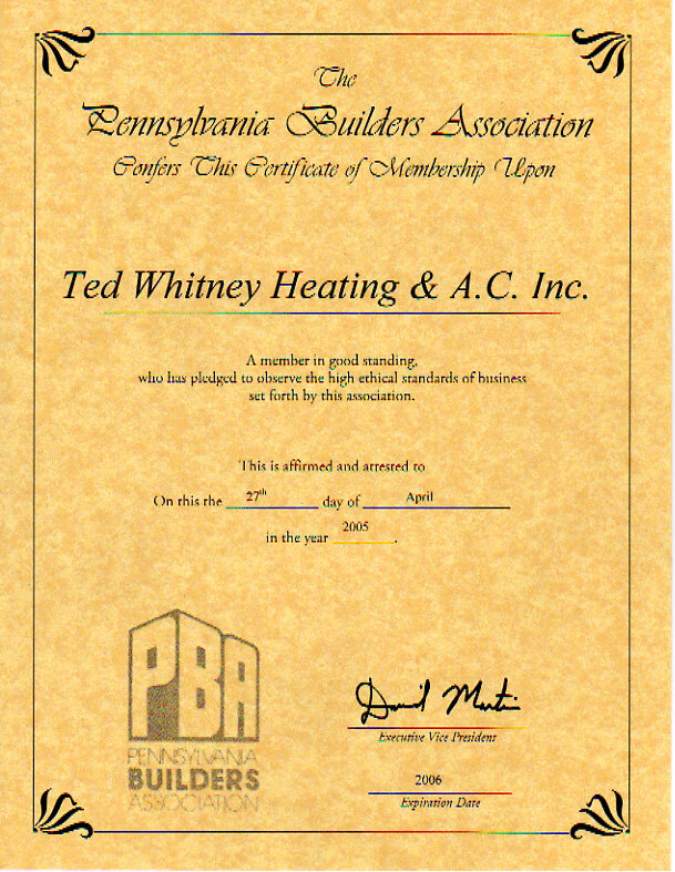     Pennsylvania Builders Association.  Member in Good Standing  