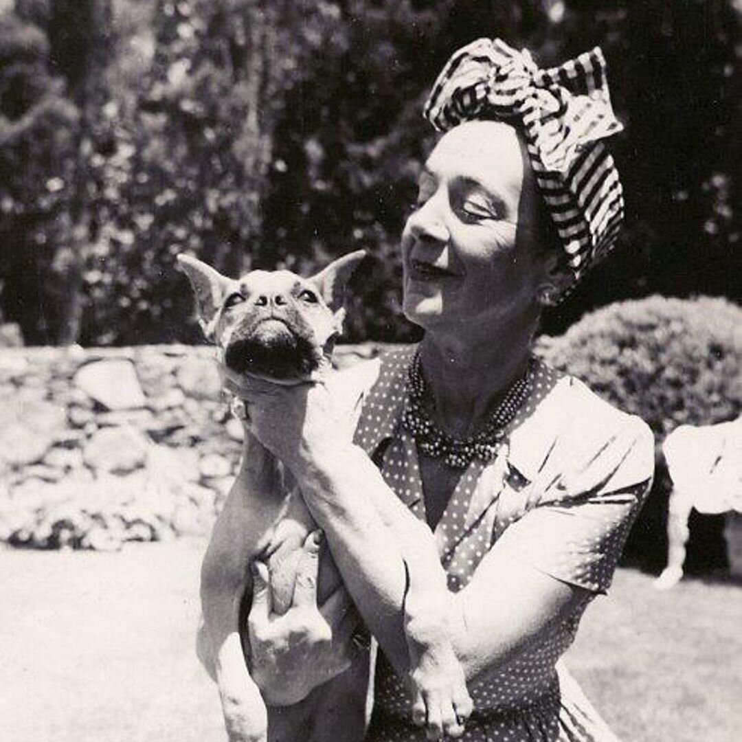 Gladys Clathrop, designer of the original The Vortex, pictured here cuddling a dog at Golden Eye, Jamaica, 1945. 

Today is the final day you can catch @raggett.daniel 's The Vortex (and the No&euml;l Coward exhibition) at @chichesterft - what a bril