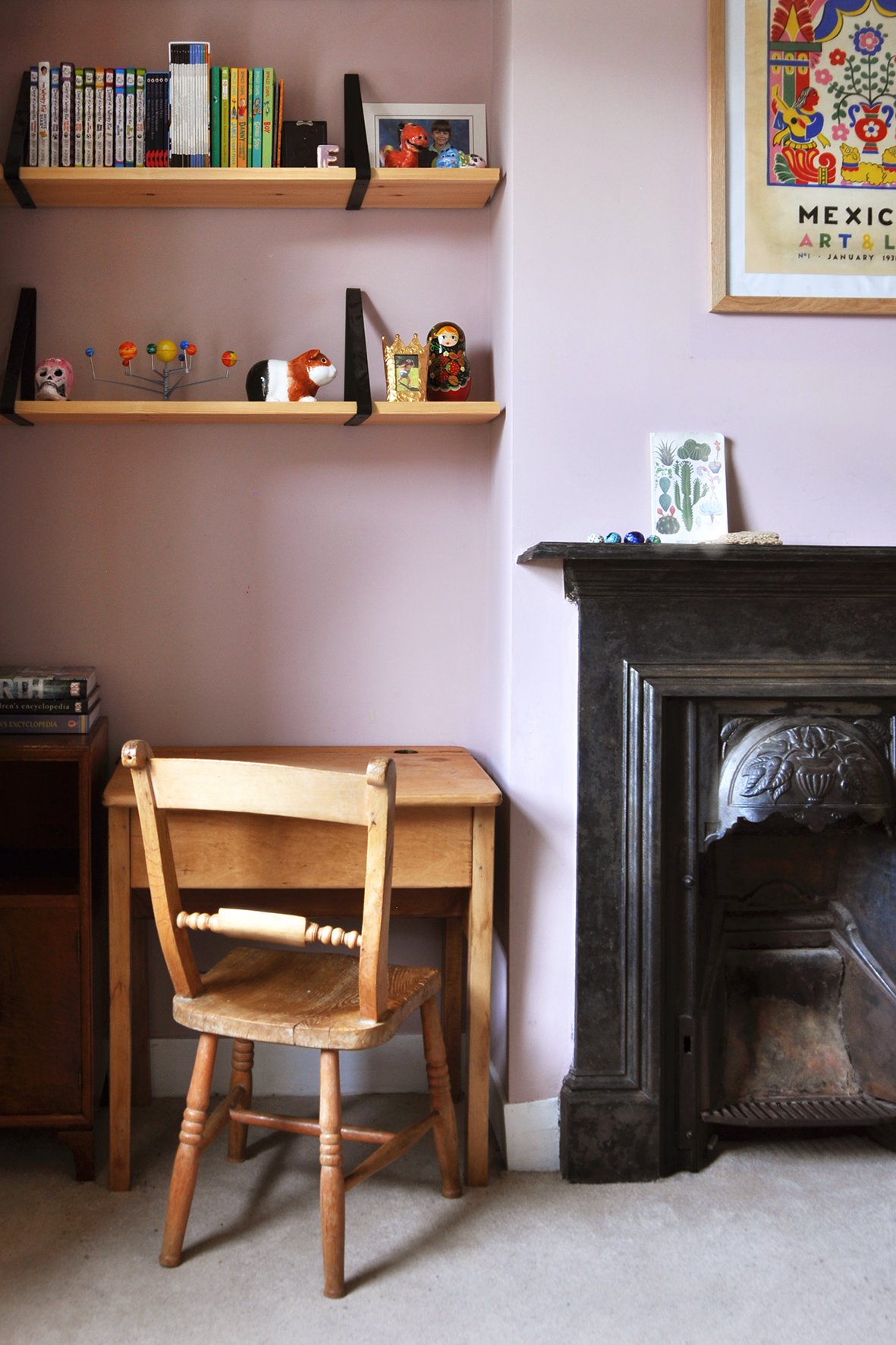 CharlotteBucciero-Interiors-Girls-bedroom-oak-shelving-work-desk-fireplace.jpg