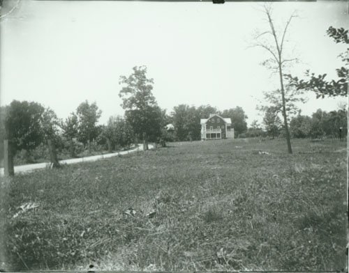 Ball Property—Looking westward toward Wheeling Avenue. Prior to E.B. Ball house being built; Maplewood can be seen in the background