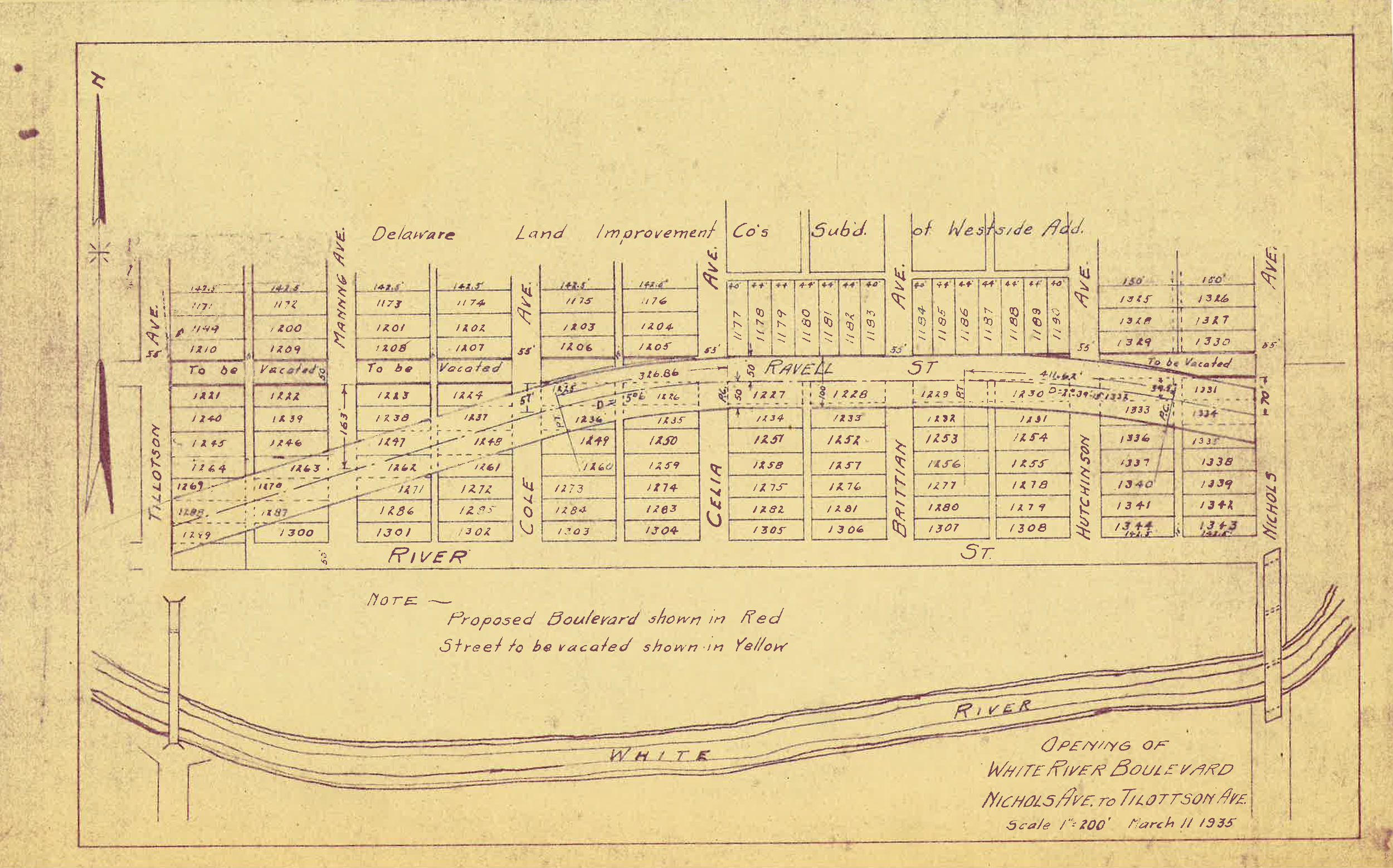 White River Blvd opening map 1935_Minnetrista Collections.png