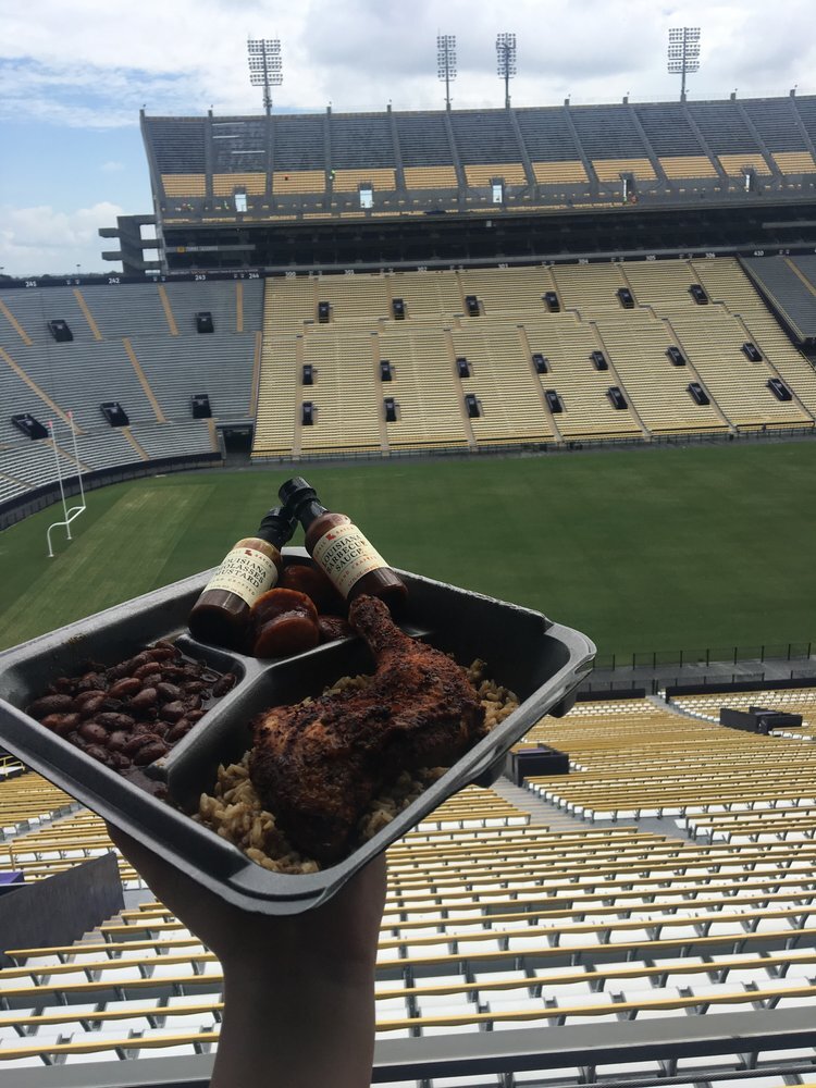 Jay D's BBQ Meal Served in Tiger Stadium after LSU's Graduation