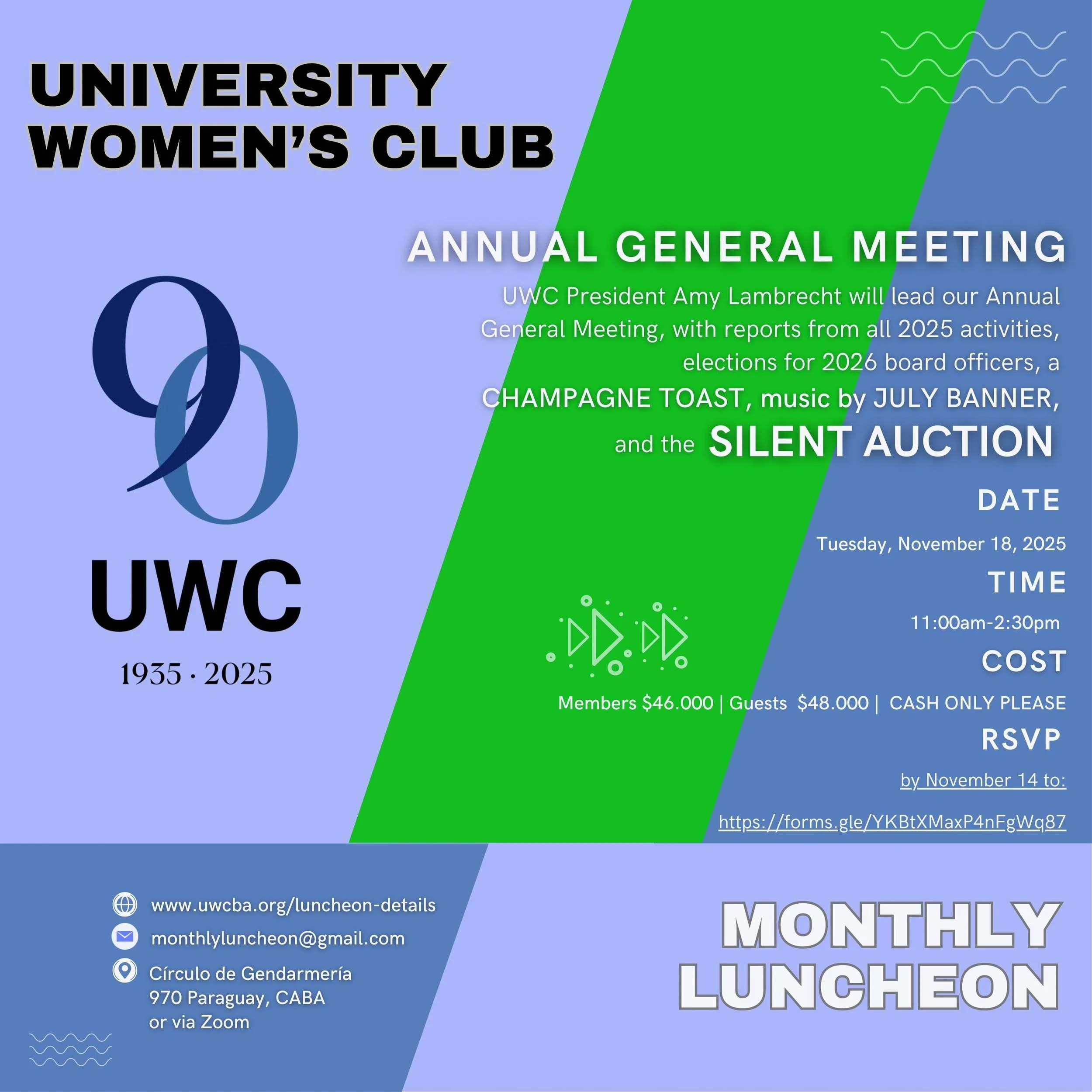 Luncheon:  Annual General Meeting preceded by Silent Auction