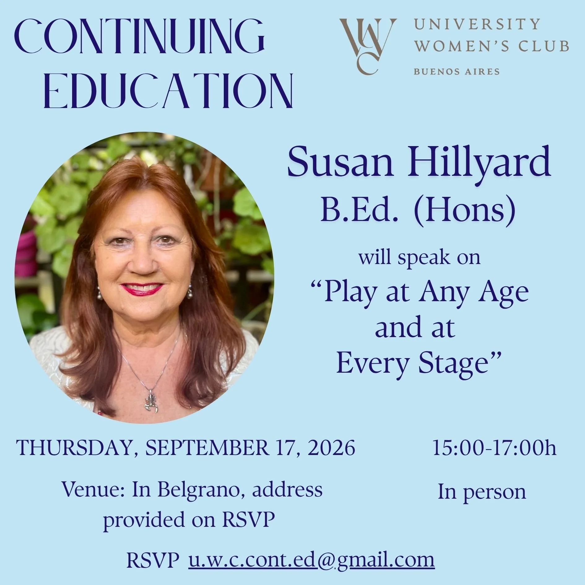 Continuing Education:  Susan Hillyard, "Play at Any Age and at Every Stage"