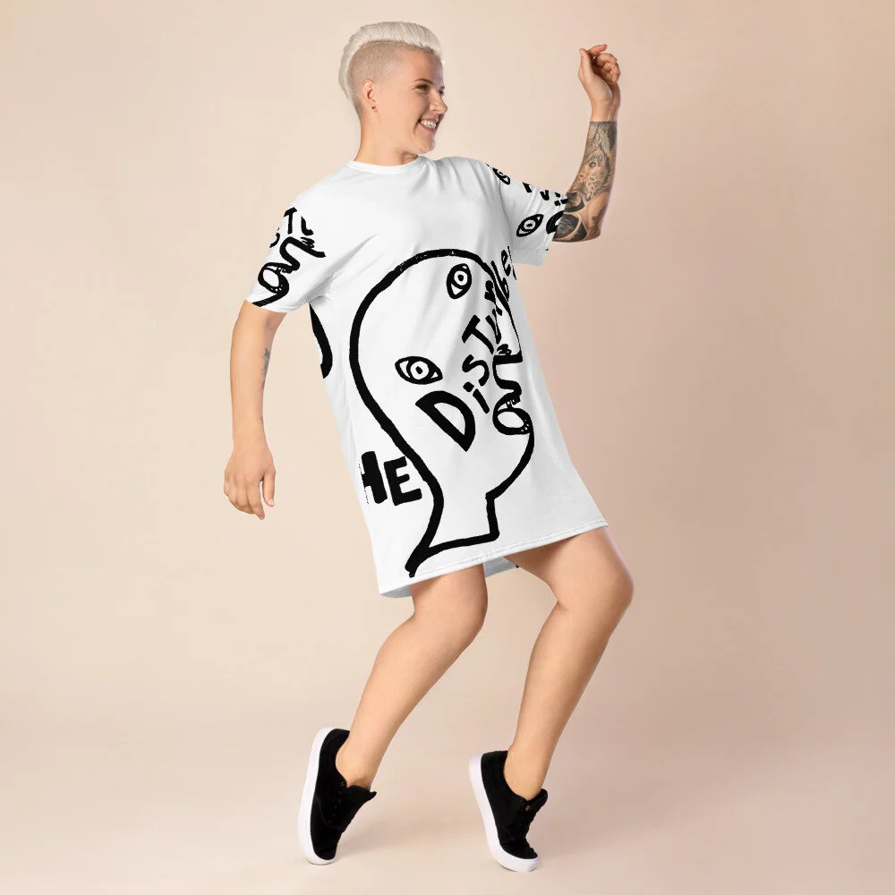 graffiti t shirt dress BarbCruzCreations 80's made 90's raised airbrush graffiti designs T-Shirt Dress (aop), Women's, Size: Small, Black