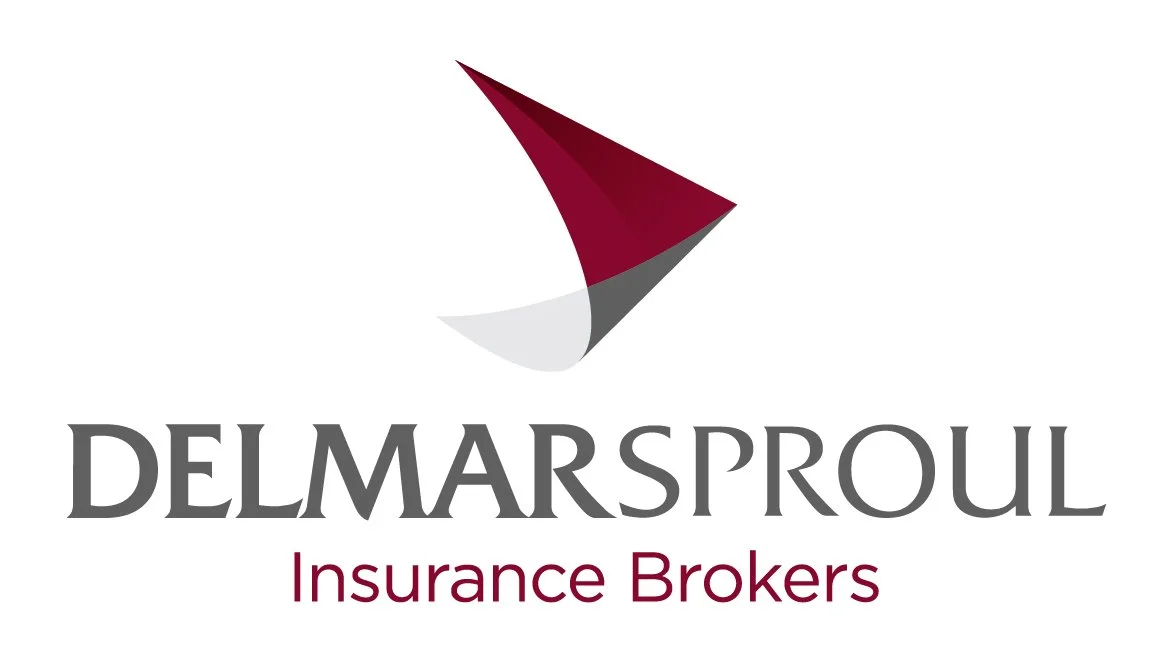Logo for Delmarsproul Insurance Brokers, featuring a stylized sailboat sail and the text 'Delmarsproul Insurance Brokers'.