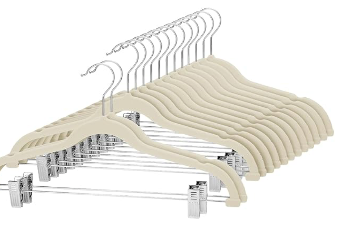 Ivory Velvet Clip Hangers 