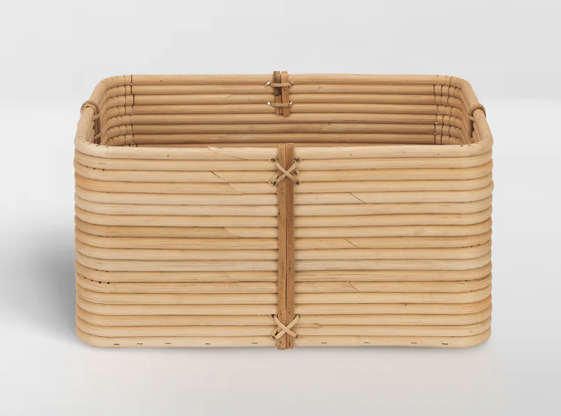 Reeded Rattan Bin