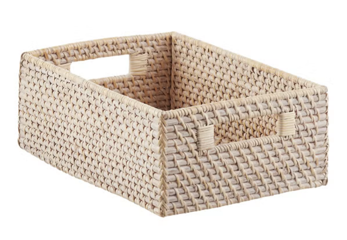 Large Whitewash Rattan Baskets