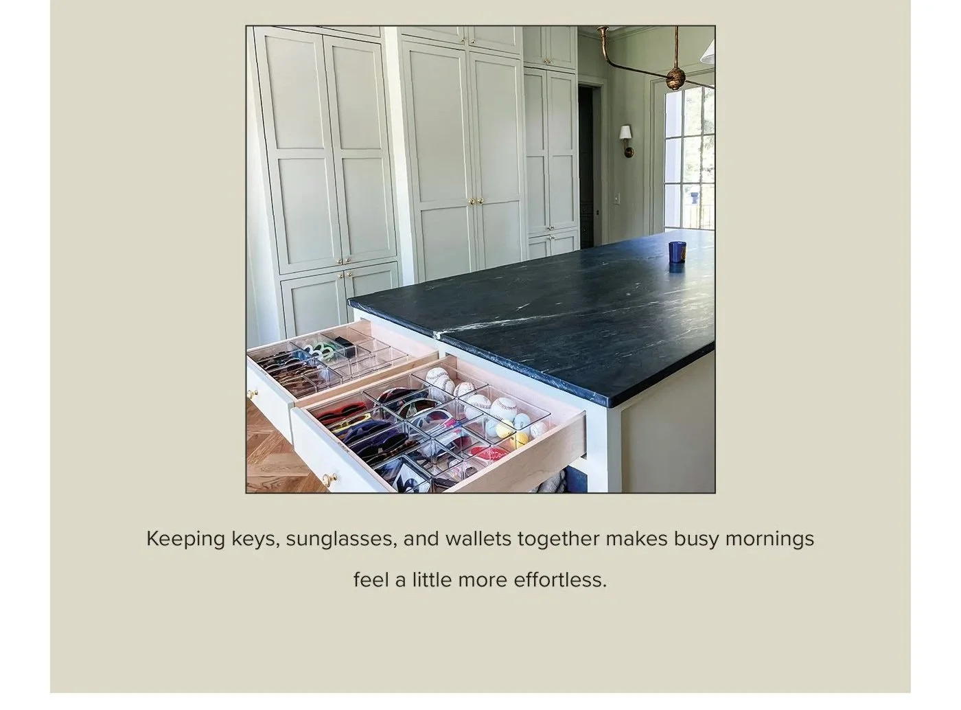 drawer organizer for keys sunglasses and small entryway items