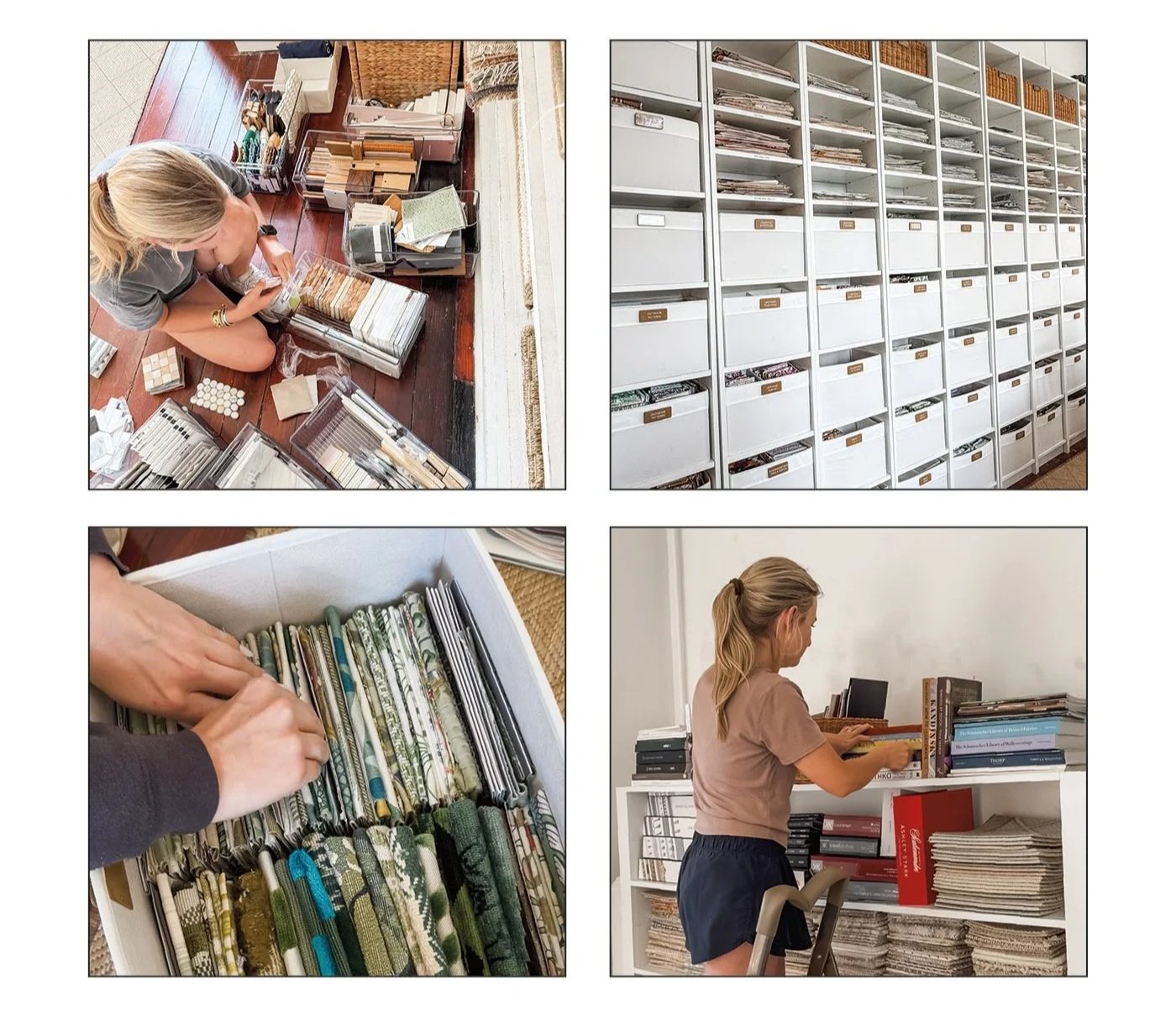 Organized wallpaper and textile sample storage system