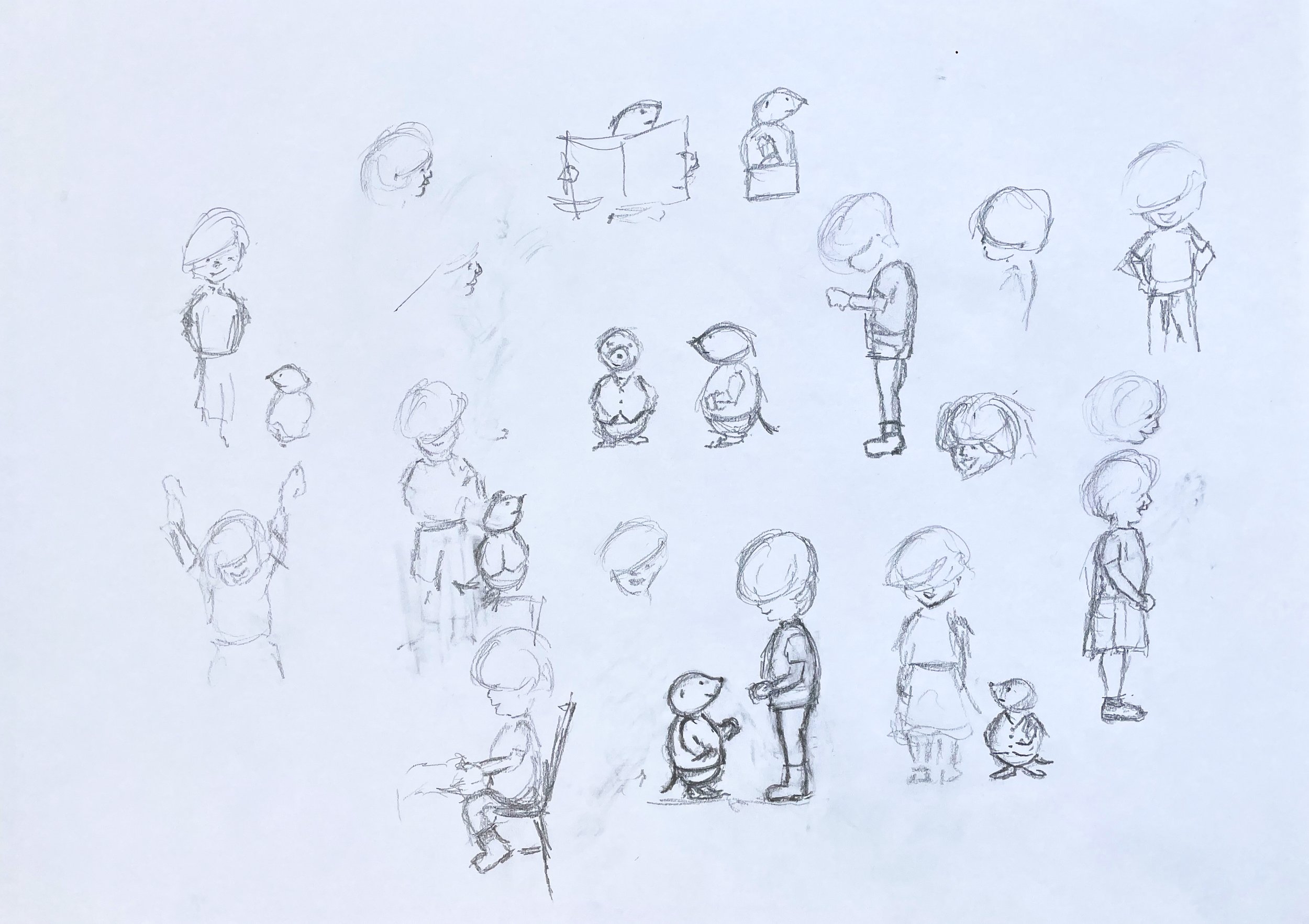 Early Moley & Me character sketches.