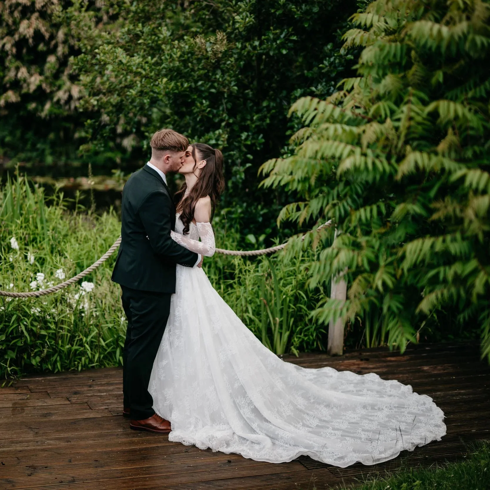 A Romantic Lace House of Flora Wedding Dress for The Old Kent Barn 