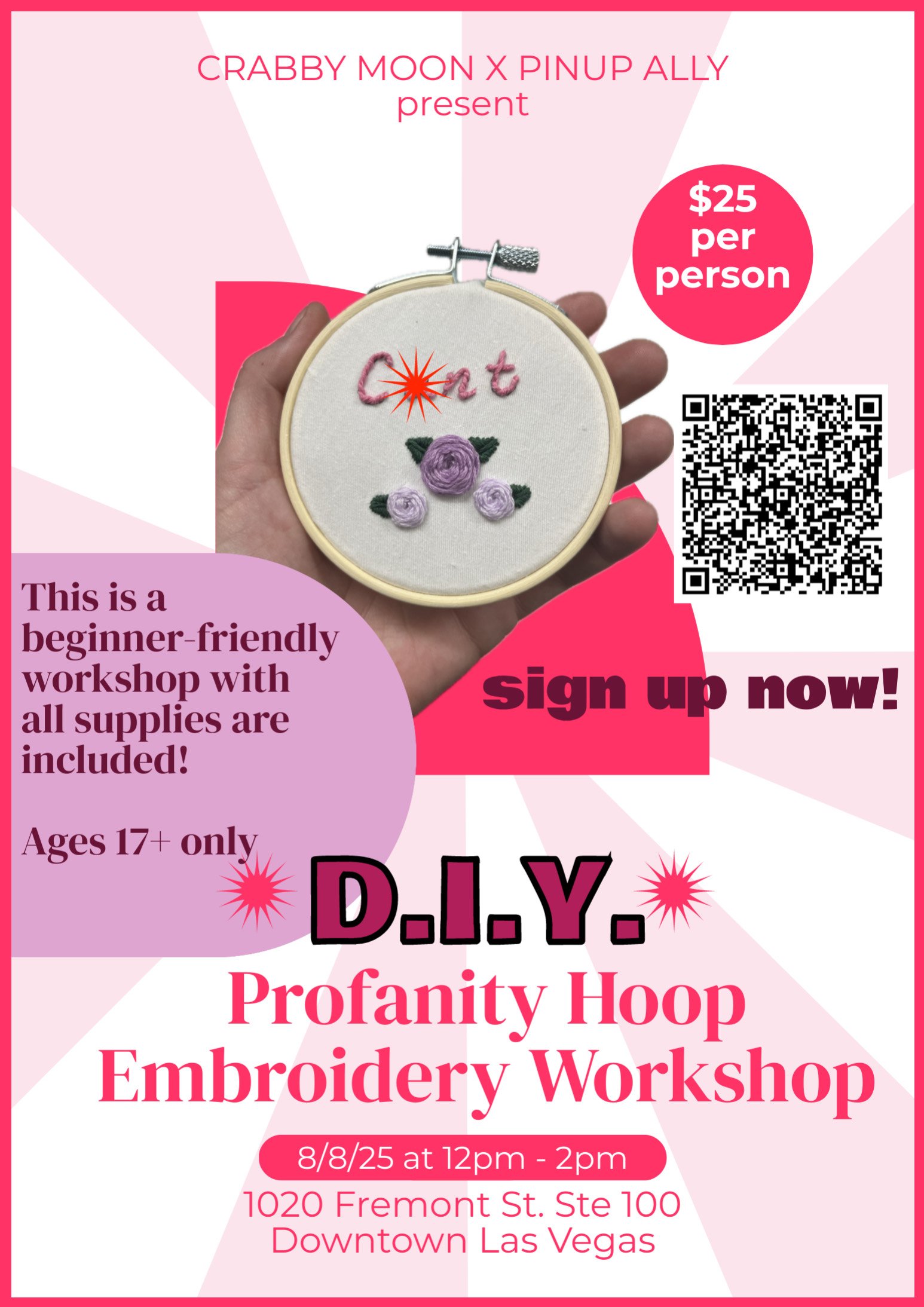 Crabby Moon x Pinup Ally: DIY Profanity Hoop Embroidery Workshop