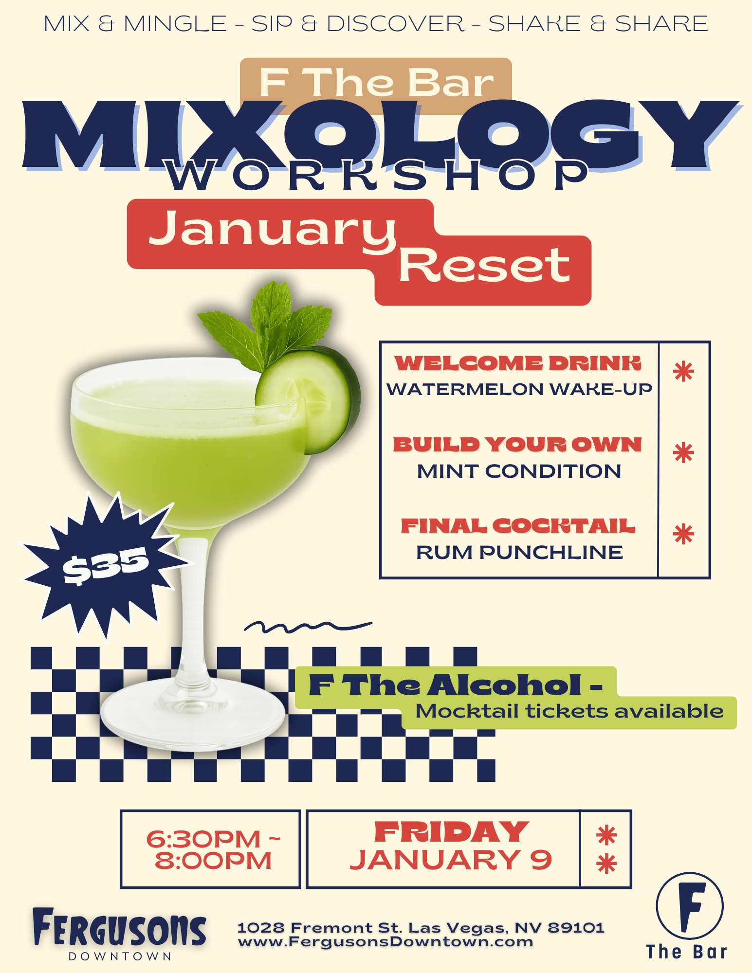 F The Bar Mixology Workshop - January Reset