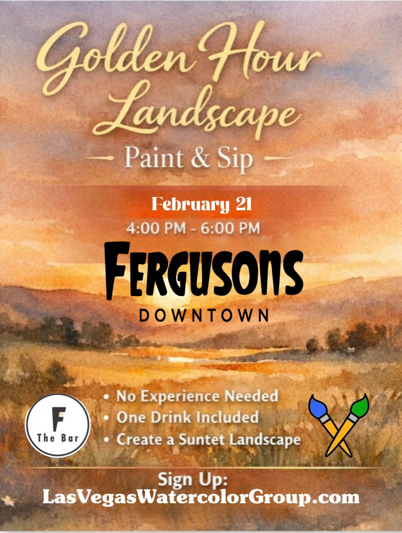 Golden Hour Landscape Paint &amp; Sip