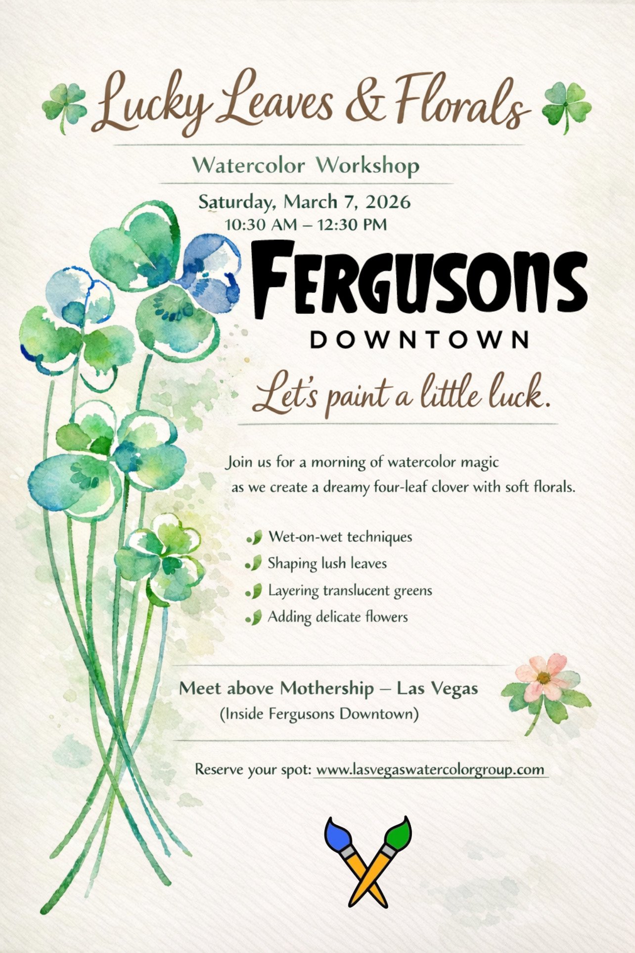 Lucky Leaves &amp; Florals Watercolor Workshop