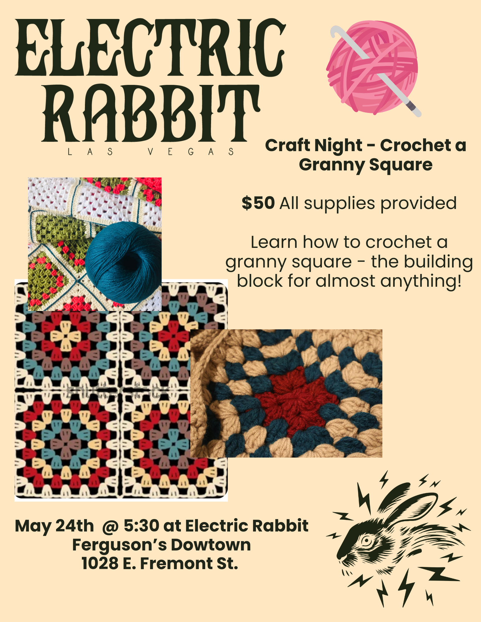 Electric Rabbit: Craft Night - Crochet a Granny Square