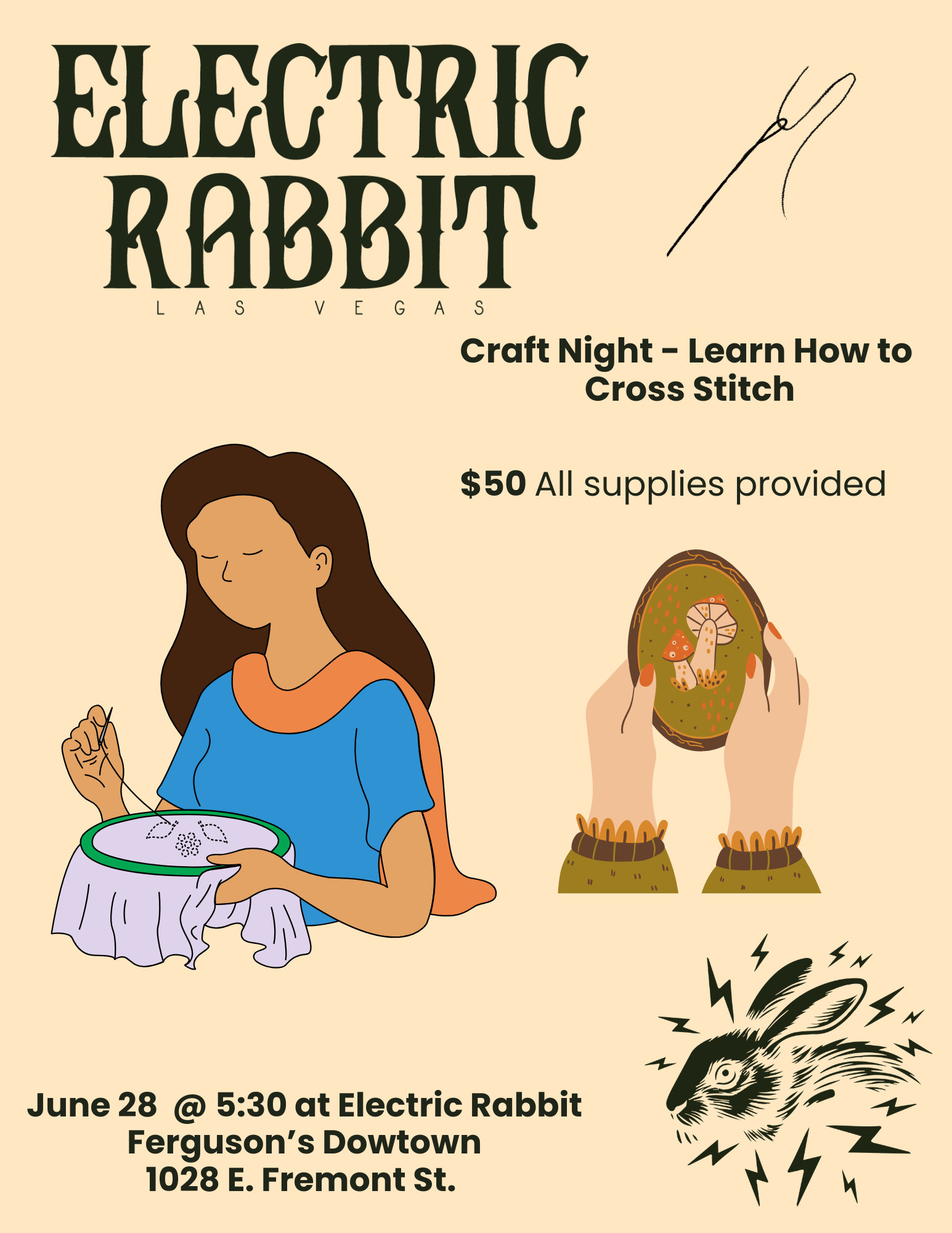 Electric Rabbit: Craft Night - Learn to Cross Stitch