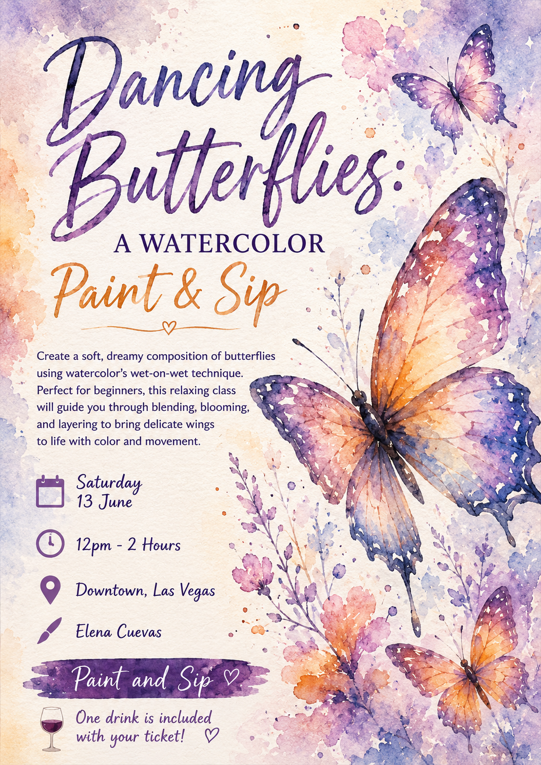 Las Vegas Watercolor Group: Dancing Butterflies