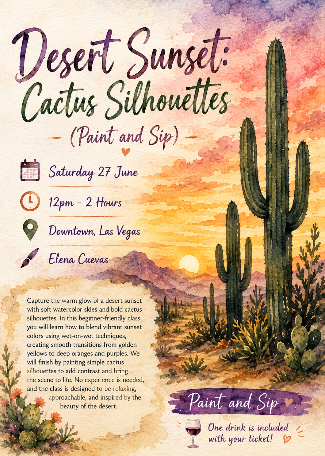 Las Vegas Watercolor Group: Desert Sunset