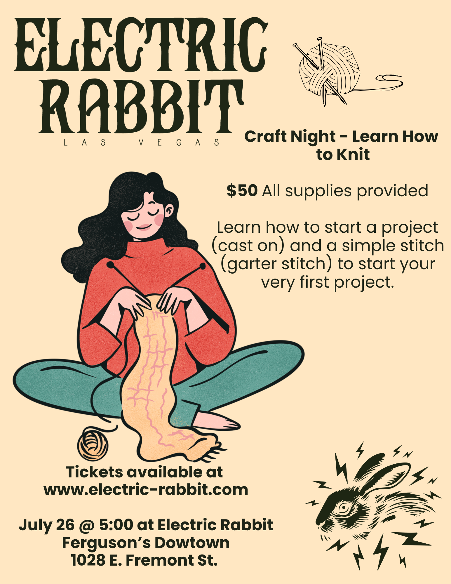 Electric Rabbit: Craft Night - Learn How to Knit