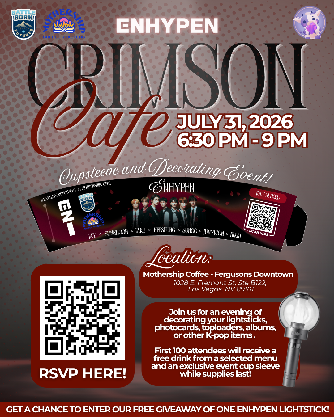 Crimson Cafe Enhypen Cupsleeve Event